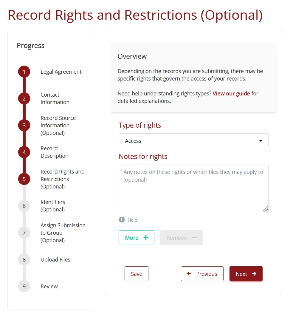 Step 5 of the submission form notes