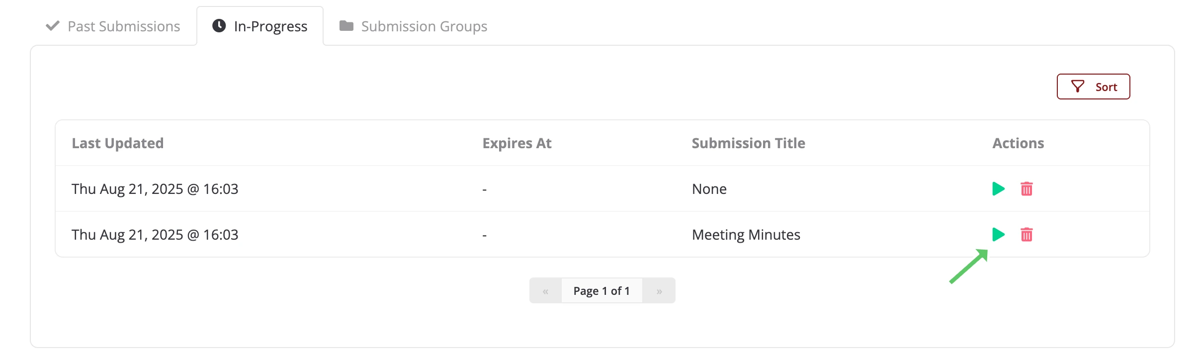 User profile resume submission
