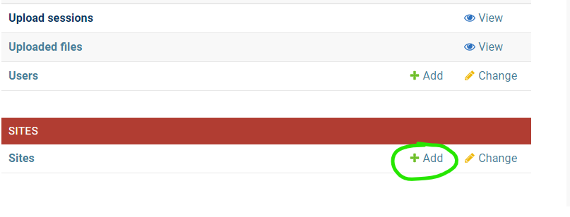 Green circle around add site link