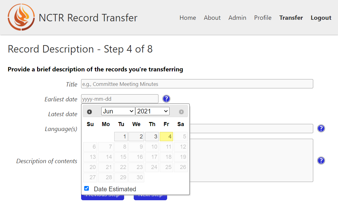 Step 4 of the transfer form