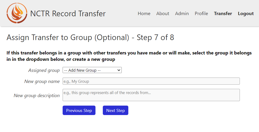 Step 7 of the transfer form