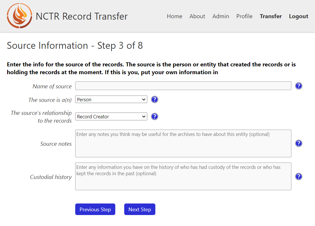 Step 3 of the transfer form