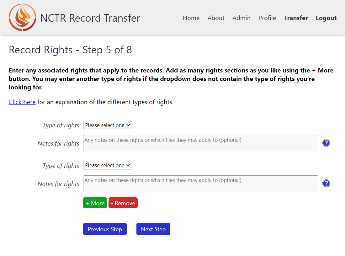 Step 5 of the transfer form