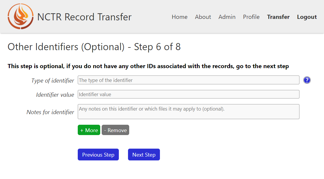 Step 6 of the transfer form