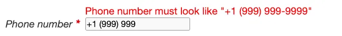 Error message on the submission form
