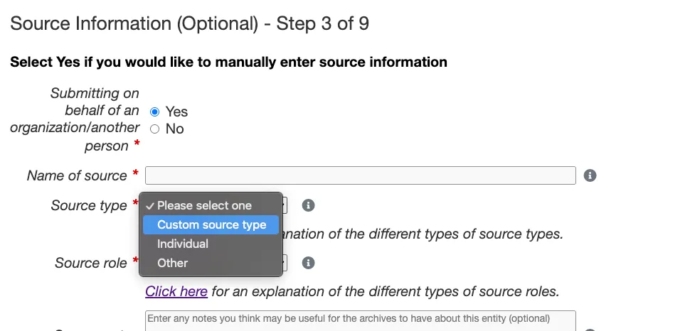 New source type in source dropdown