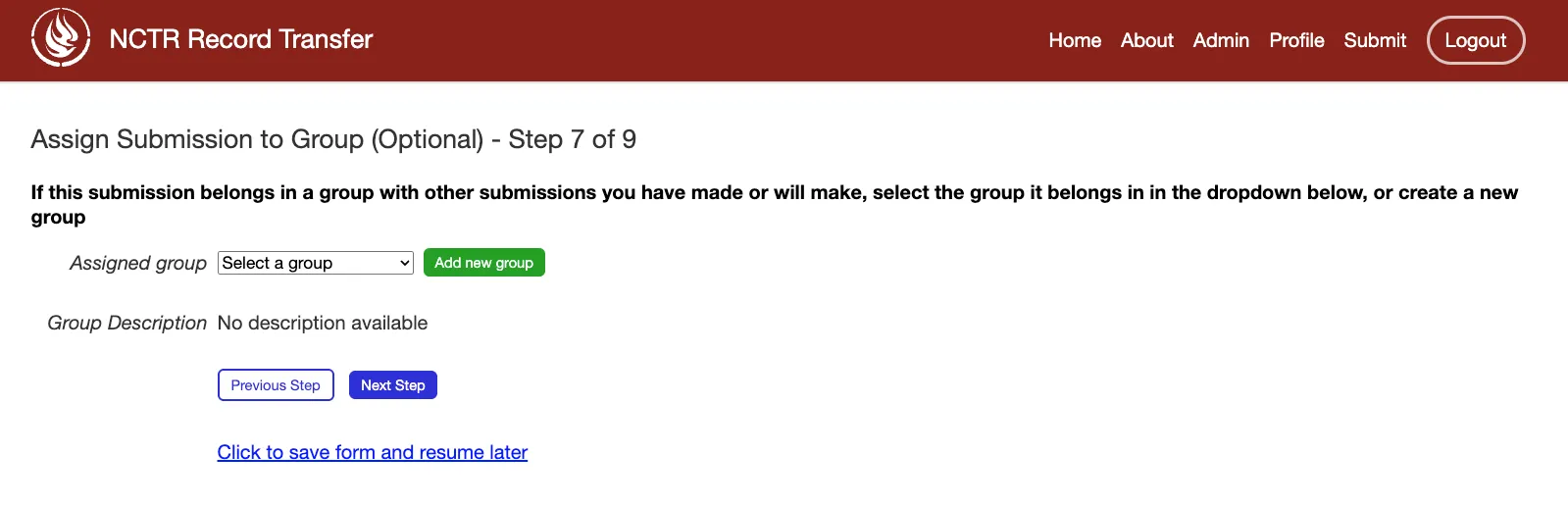 Step 7 of the submission form