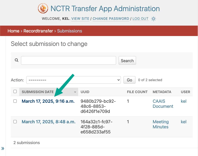 Link to a submission's detail page