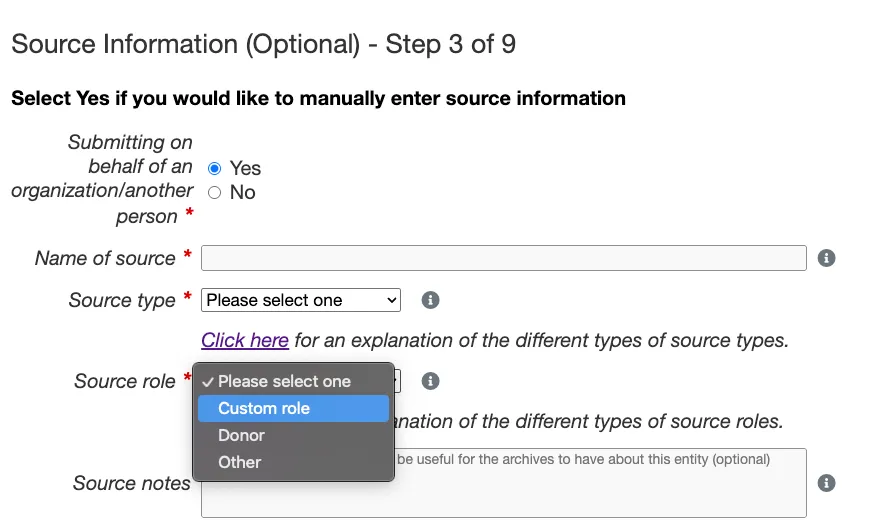 New source role in source dropdown