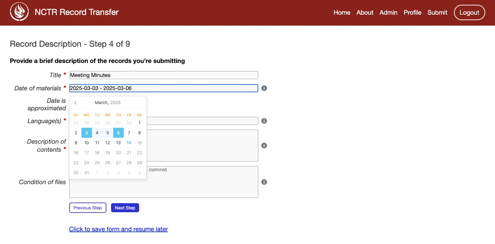 Step 4 of the submission form