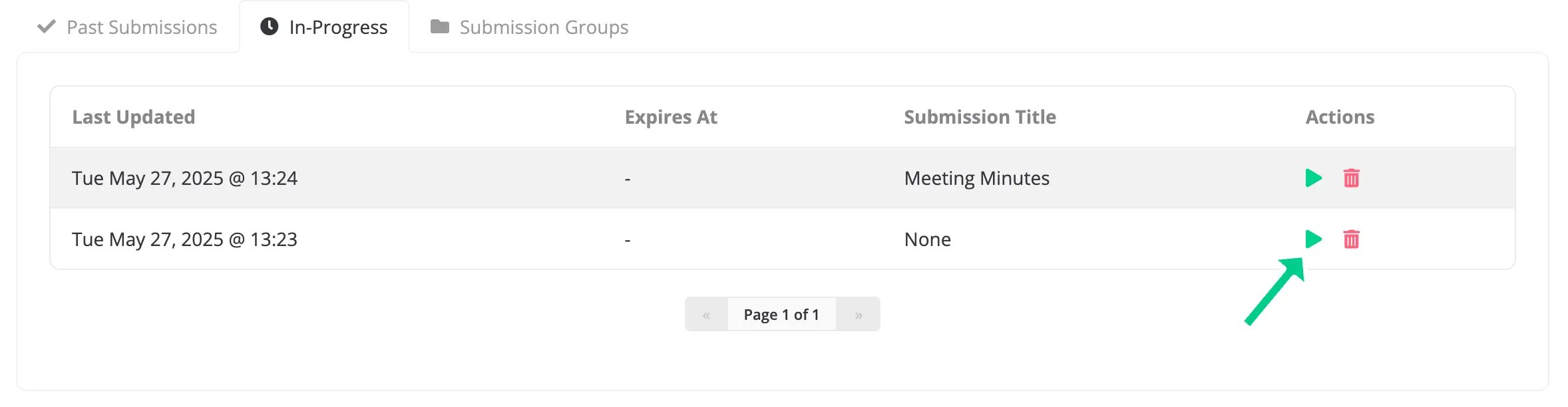 User profile resume submission