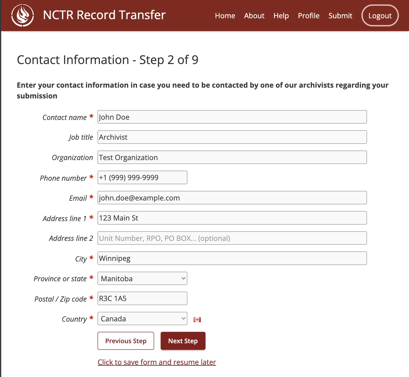 Auto Populate step 2 of submission form