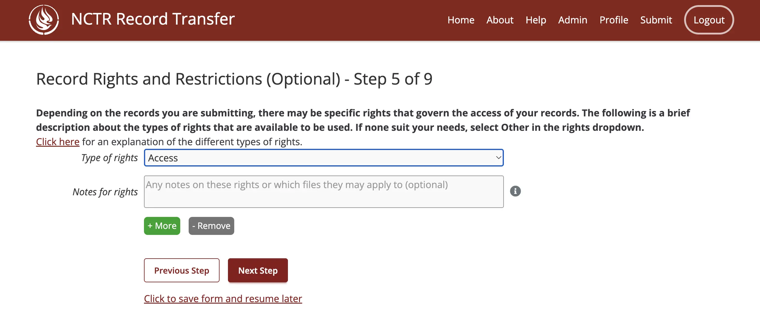 Step 5 of the submission form notes