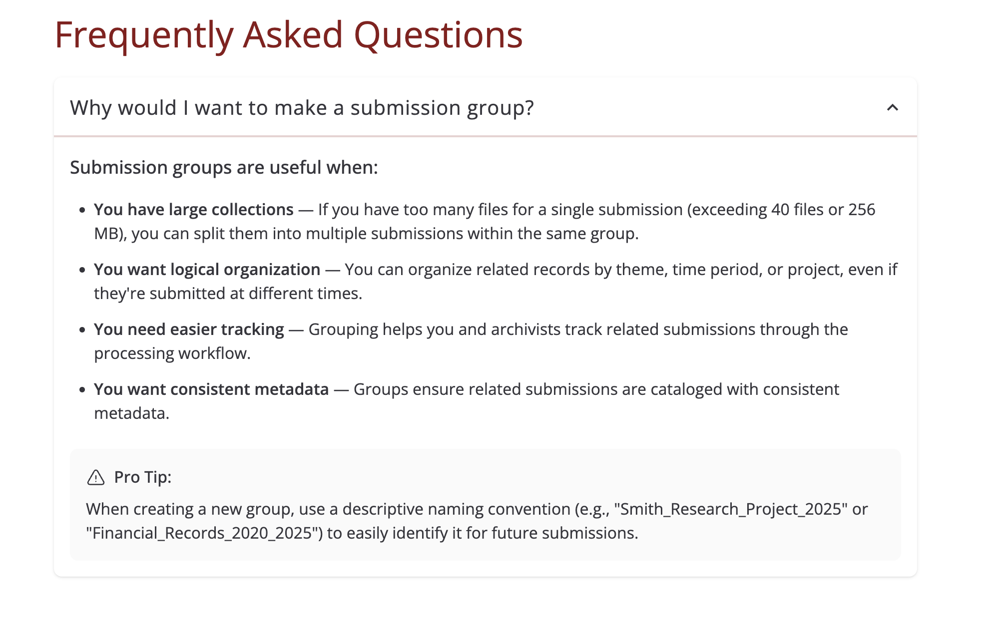 Step 7 of the submission form FAQ help