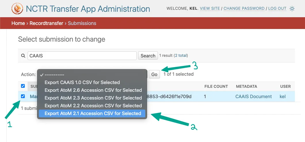 Export submission as CSV