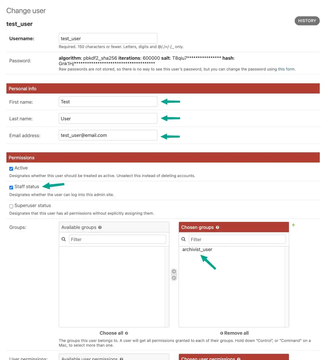 Adding extra information to user object