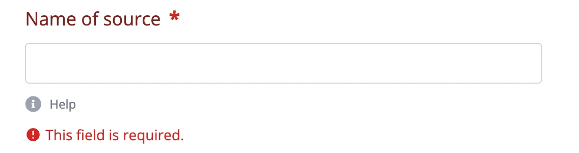 Error message on the submission form