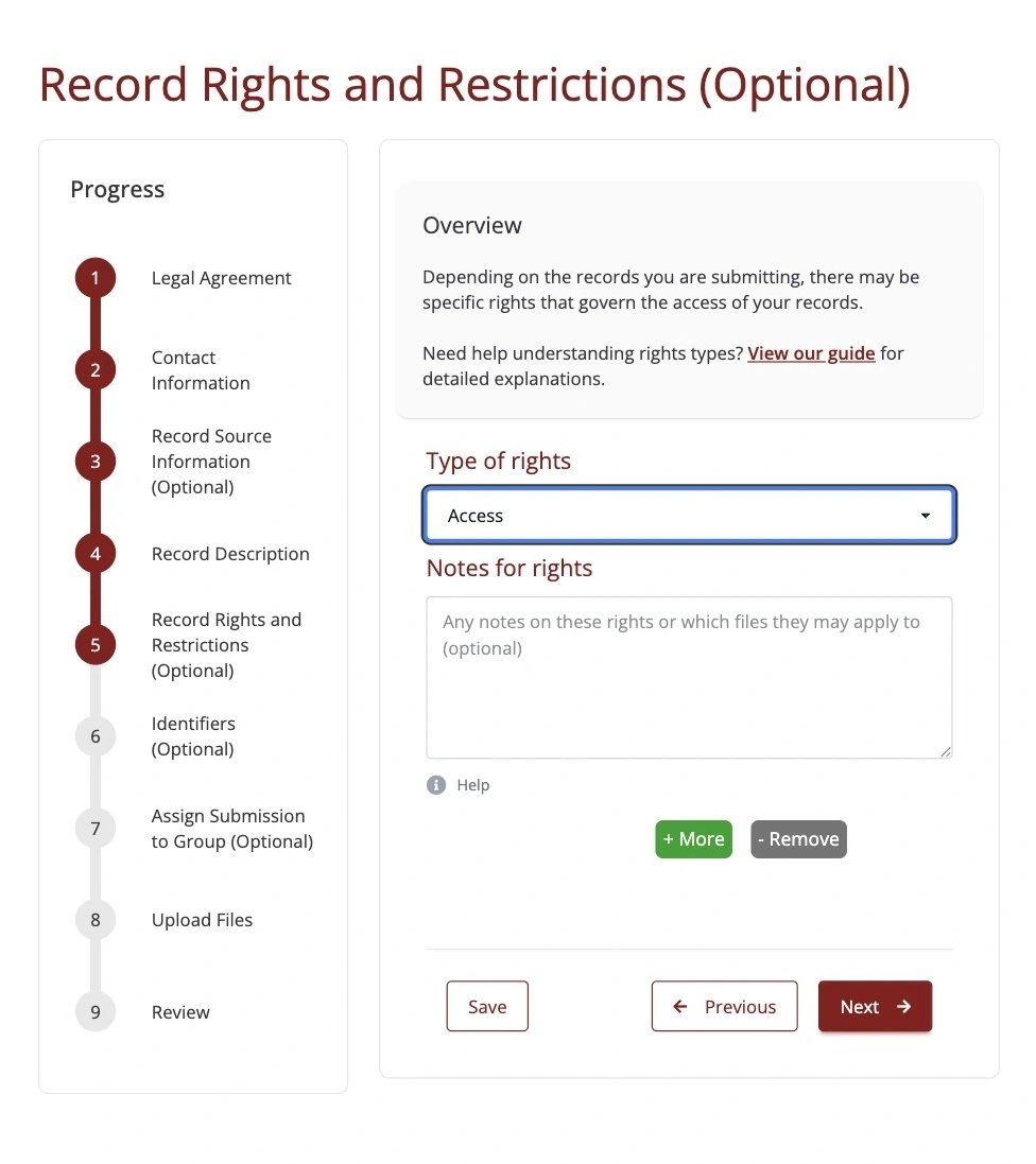 Step 5 of the submission form notes