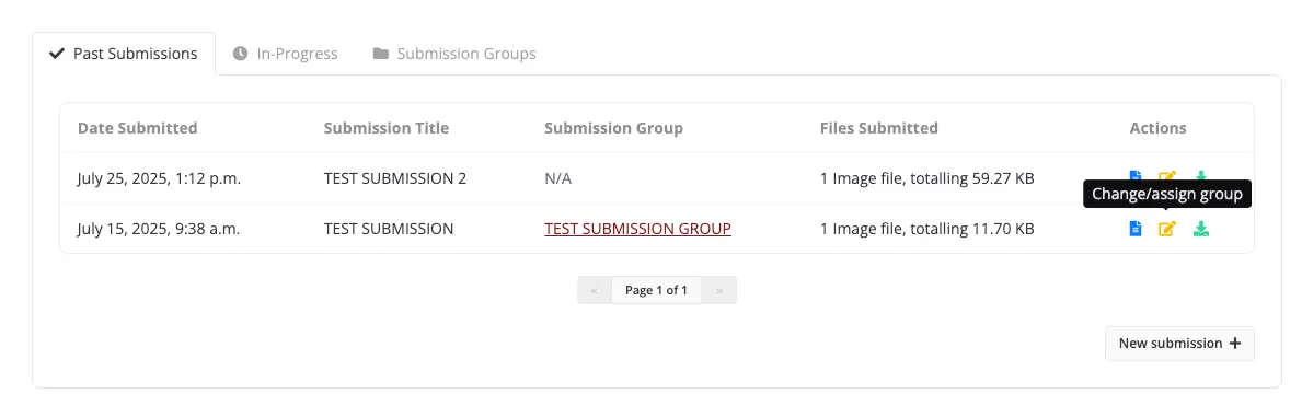 User profile past submissions change icon