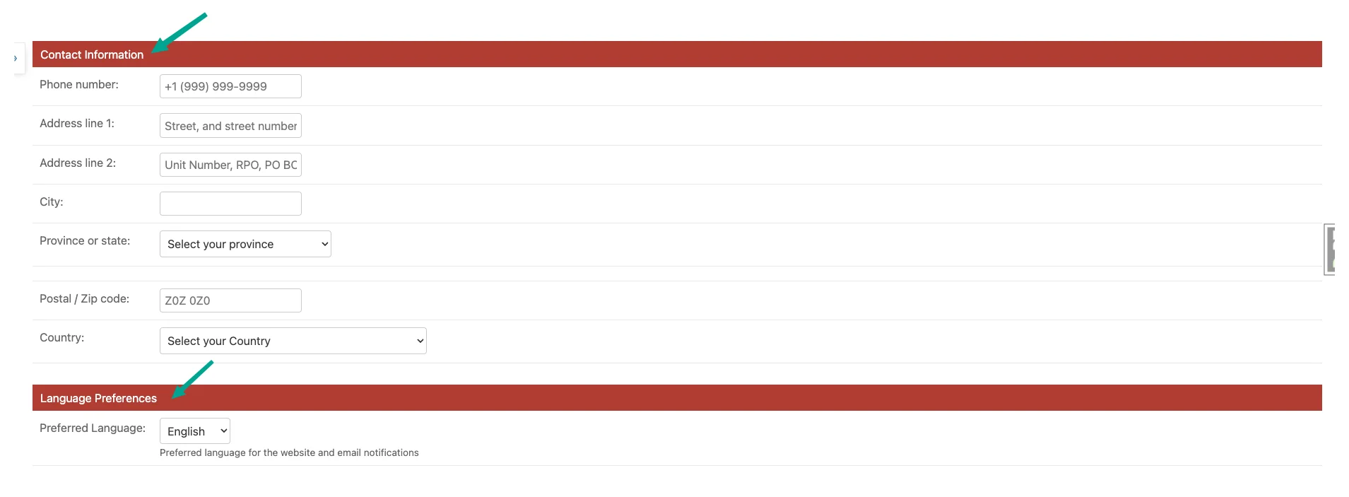 Example of fieldset headings styling in admin interface