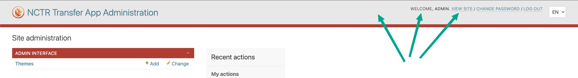 Admin theme header section configuration