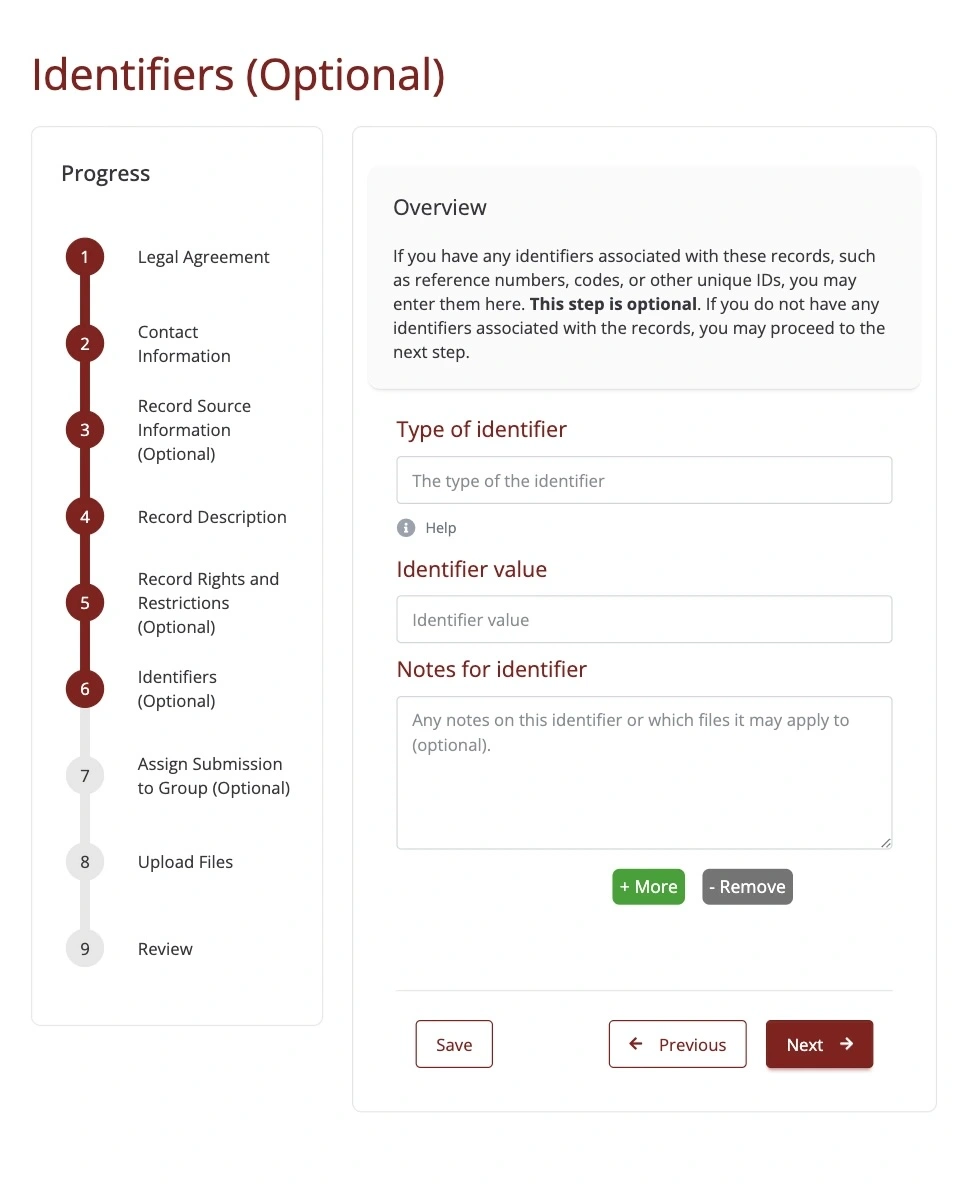 Step 6 of the submission form