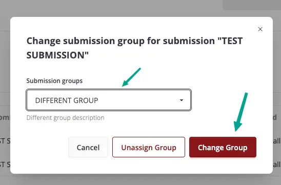 User profile past submissions change modal