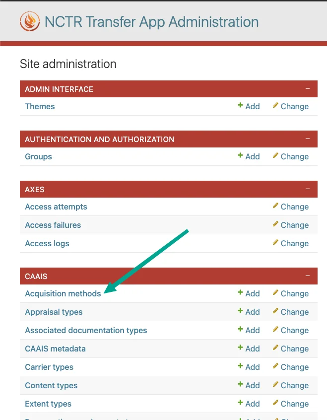 Example of generic links styling in admin interface