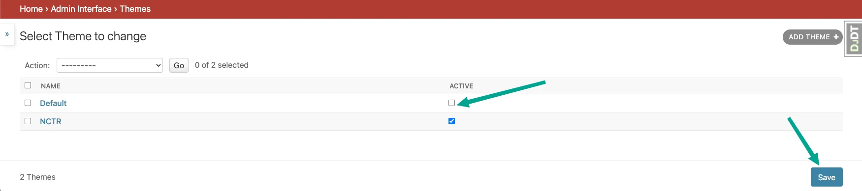 List of available admin themes