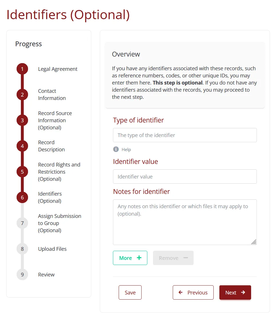 Step 6 of the submission form