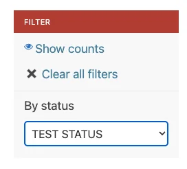 Example of dropdown style filters in admin interface