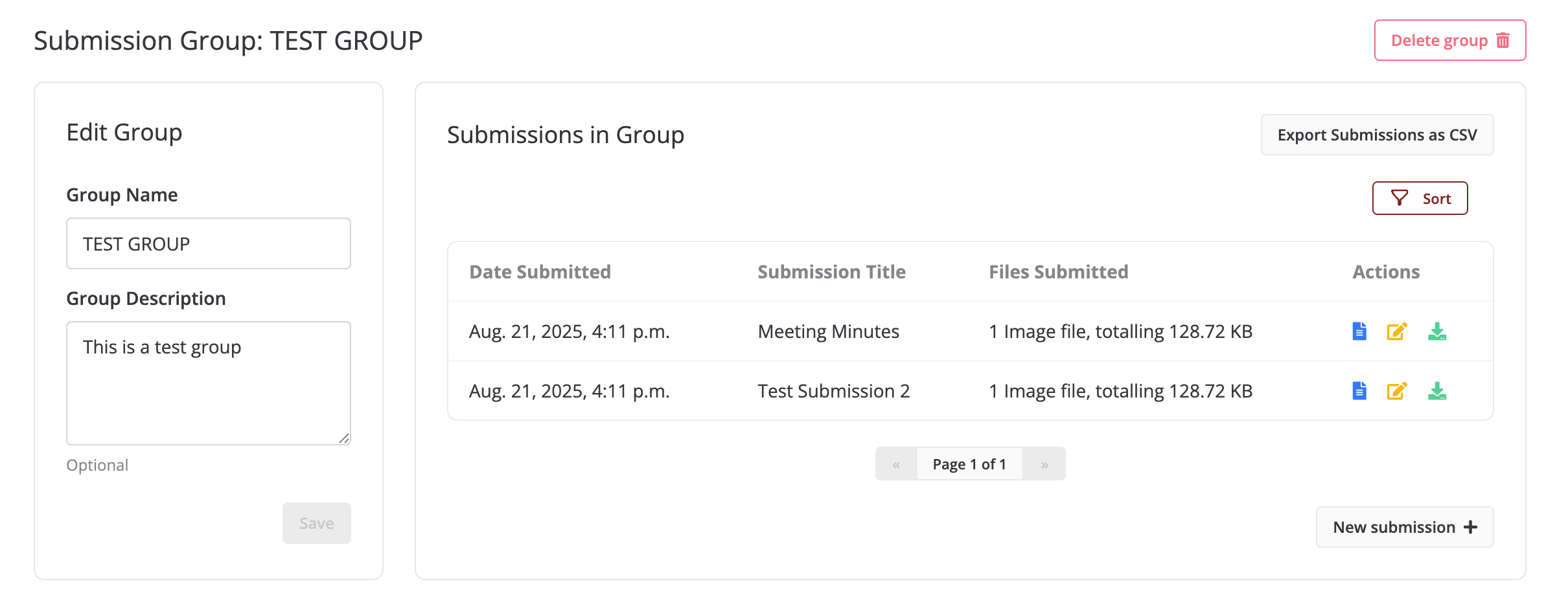 Submission group details