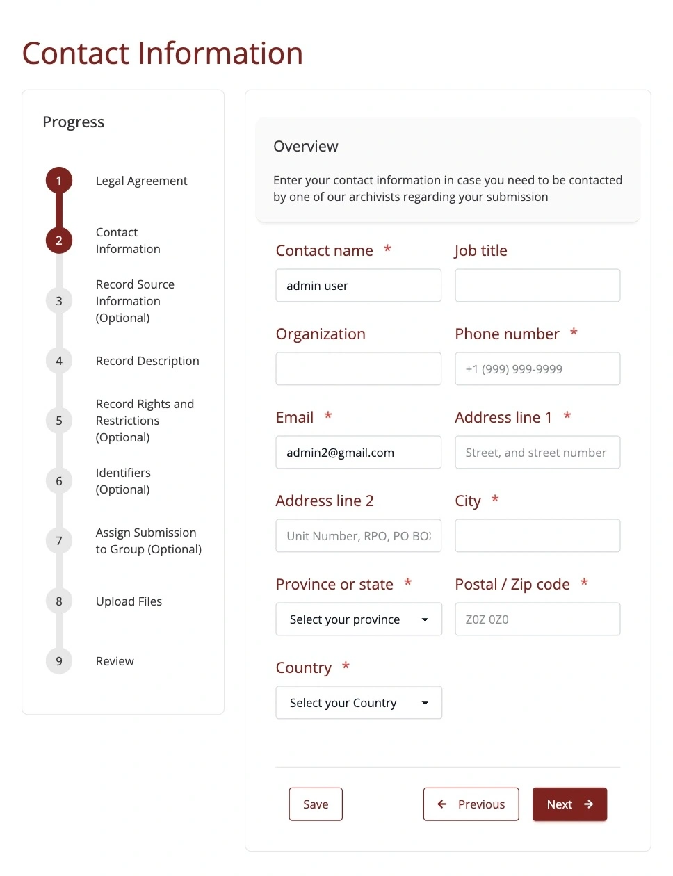 Step 2 of the submission form