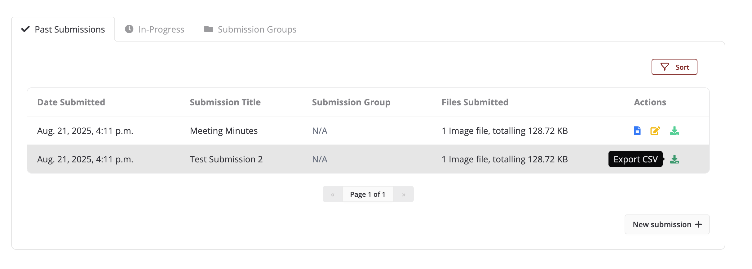 User profile past submissions download icon